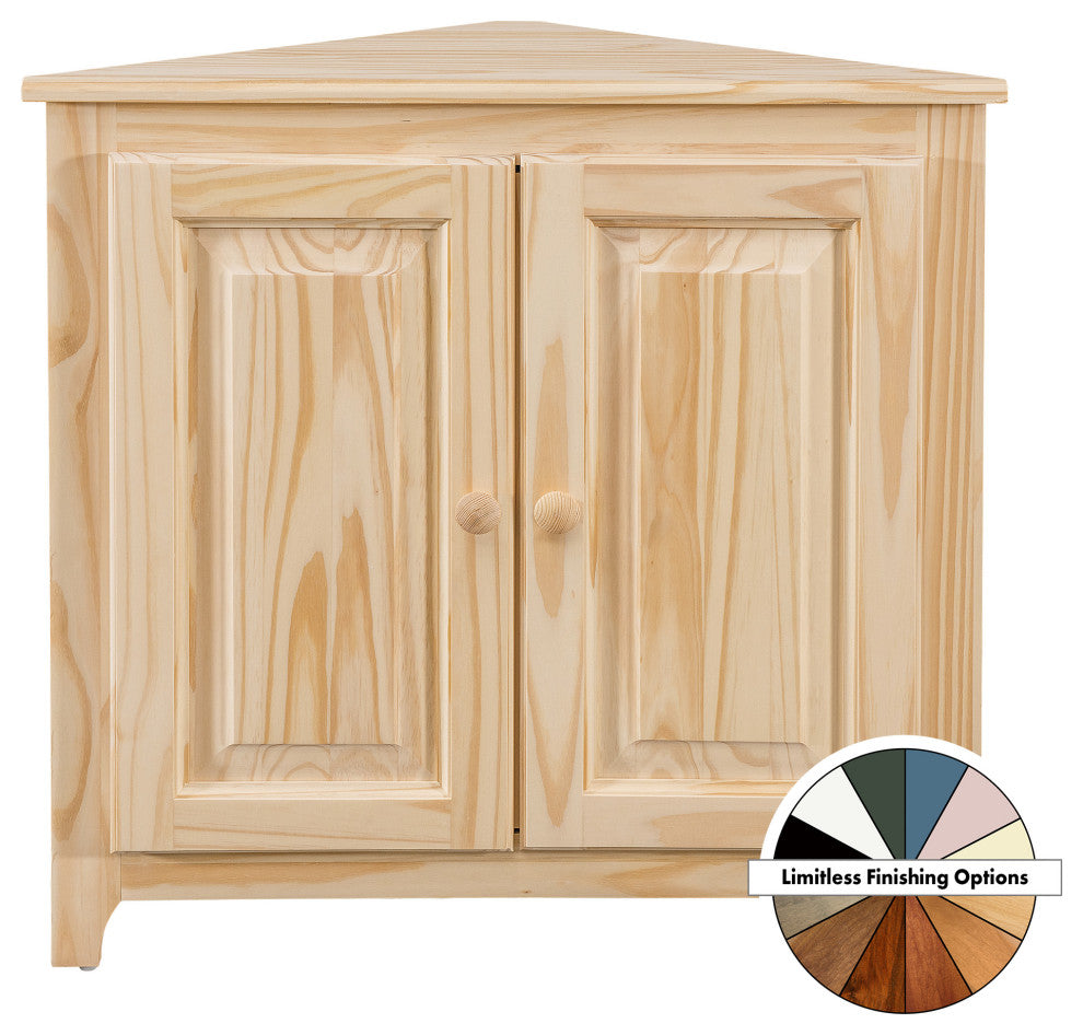 Solid Wood Corner Cabinet, Unfinished