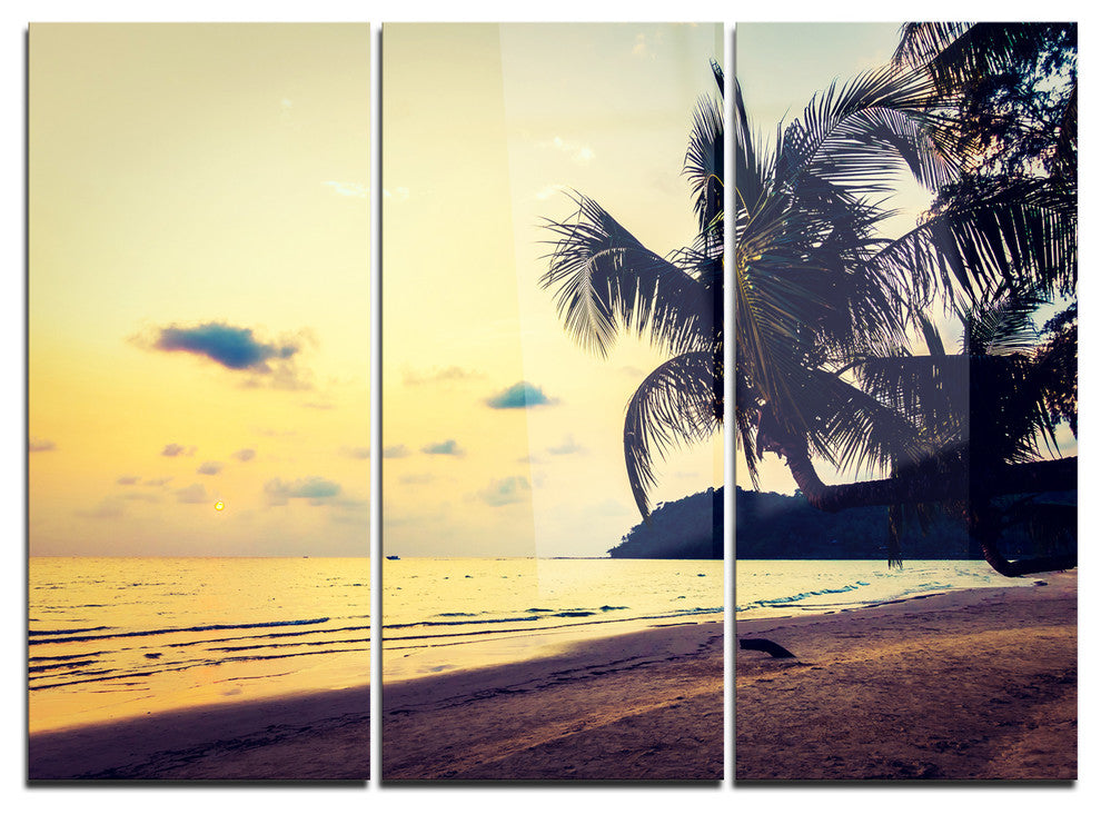 "Silhouette Coconut Tree" Metal Wall Art, 3 Panels, 36"x28"
