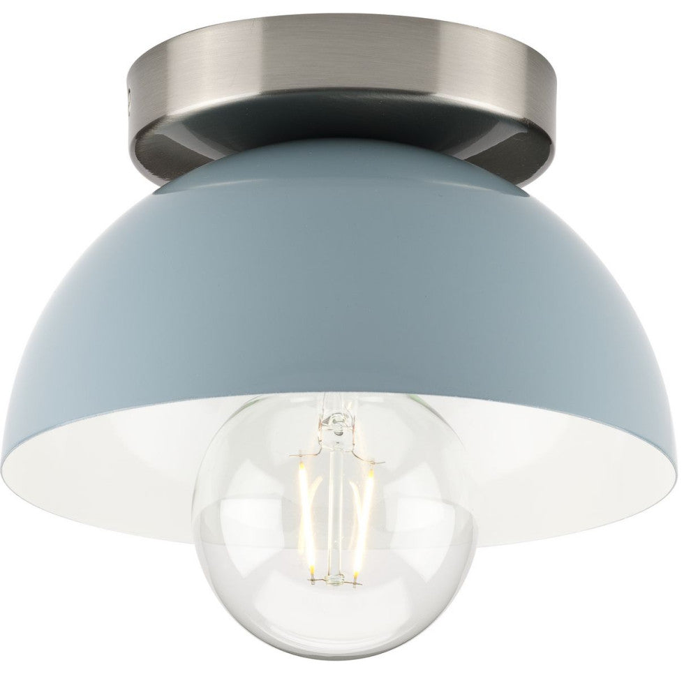 1-Light Mid-Century Modern Flush Mount Light, Coastal Blue