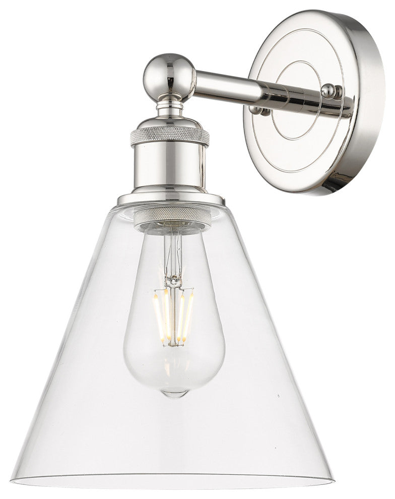 Berkshire 1-Light 8" Sconce, Polished Nickel Finish, Clear Shade
