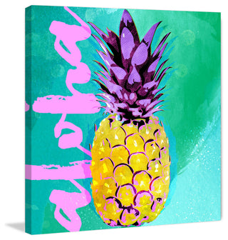 Marmont Hill, "Pineapple Aloha" by Rick Martin Painting on Wrapped Canvas, 32x32
