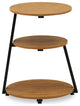 1Pc 3 Tier Night Stand, End Table In Powder Coating Black, Brown Wood Laminate