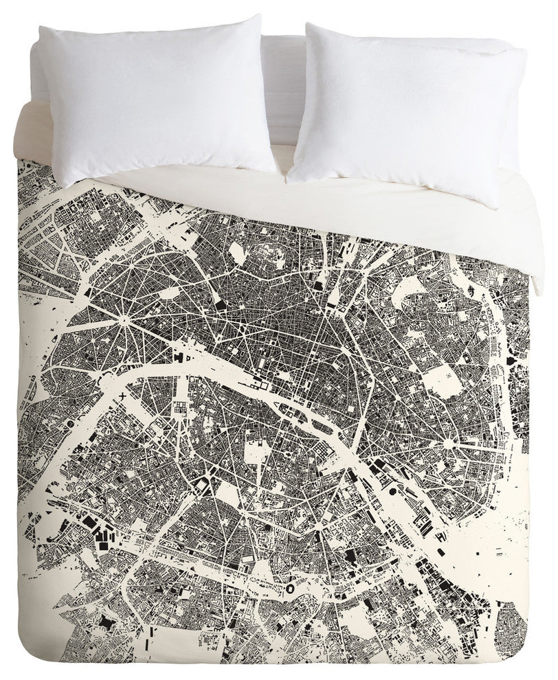 Deny Designs CityFabric Inc Paris White Duvet Cover - Lightweight