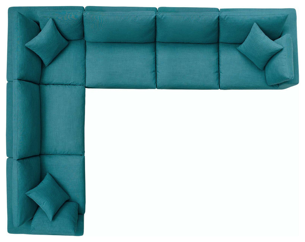 Commix Down Filled Overstuffed 6 Piece Sectional Sofa Set Teal
