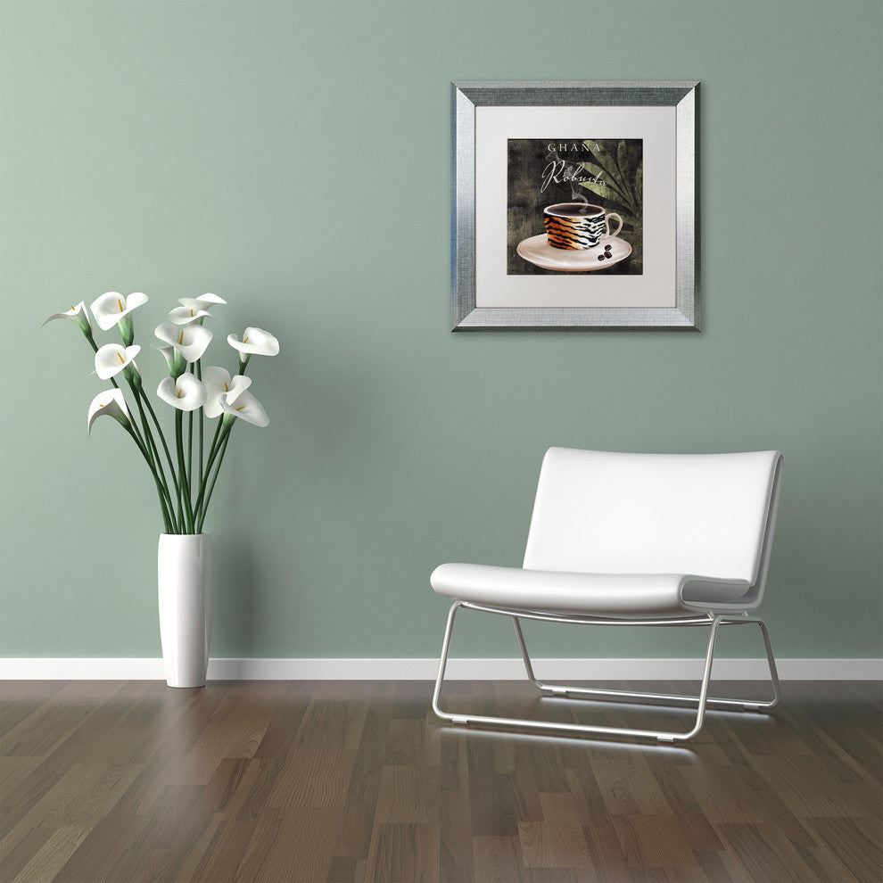 Color Bakery 'Afrikan Coffee IV' Art, Silver Frame, White Matte, 16"x16"