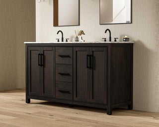 Home Living 60" Double Bathroom Vanity, Chocolate Oak