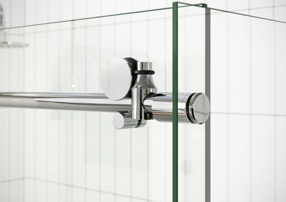 48"-52"x34"x78" Frameless Sliding Shower Door With Return Panel, Polished Chrome