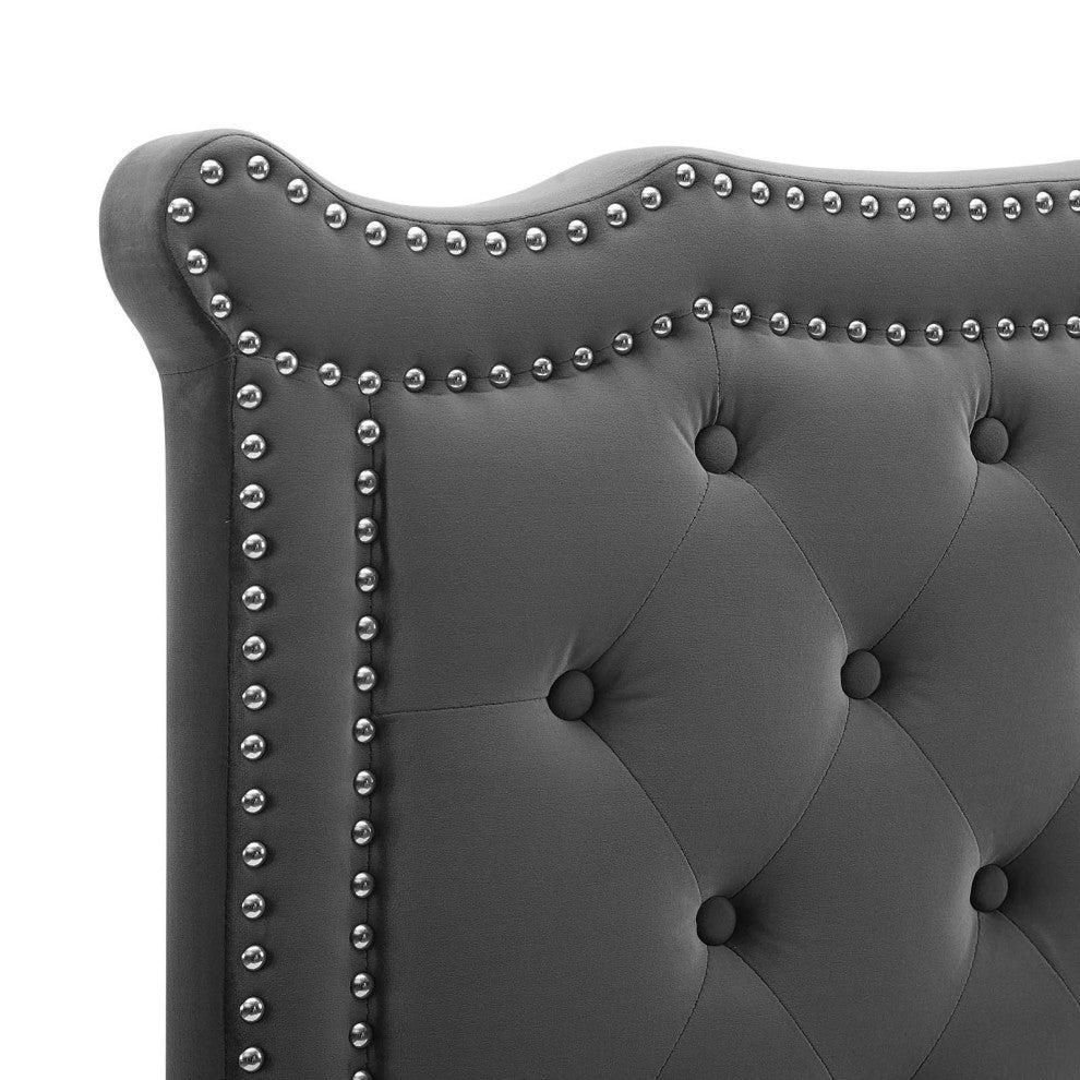 Louisa Tufted Performance Velvet King/California King Headboard, Charcoal