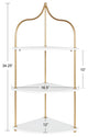 Walters Corner Shelf, White/Gold, 17"x12"x35"