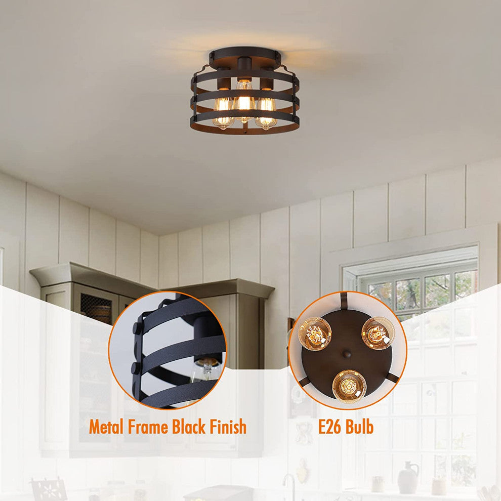 3 Light Farmhouse Ceiling Light Fixtures Farmhouse Black Industrial Ceiling Lamp