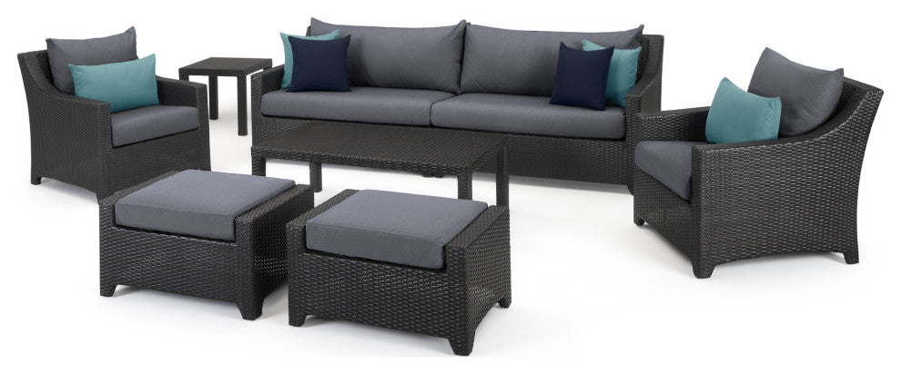 Deco 8 Piece Aluminum Outdoor Patio Sofa and Club Chair Set, Gray