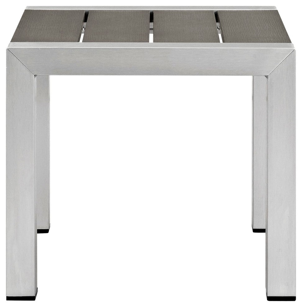 Modern Contemporary Urban Outdoor Patio Sofa Side Table, Gray Gray, Aluminum