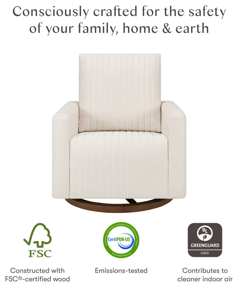 Poe Channeled Swivel Glider, Water Repellent and Stain Resistant, Performance Cream Eco-Weave