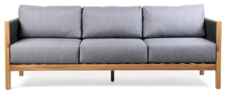 Sienna Outdoor Eucalyptus Sofa, Teak Finish With Gray Cushions