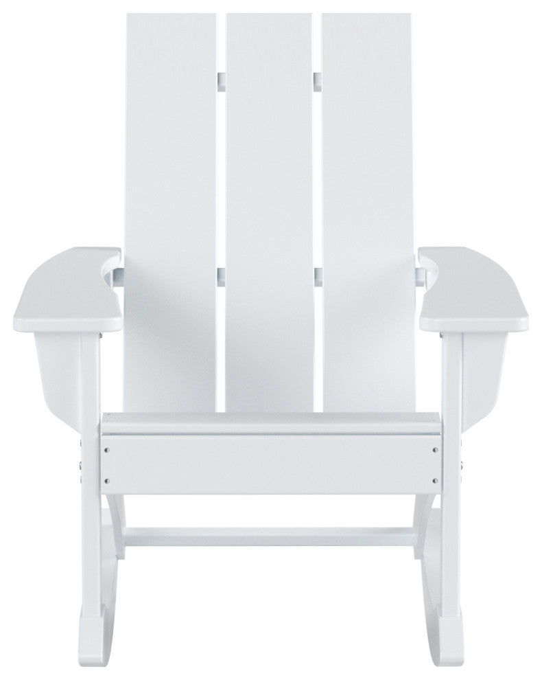 WestinTrends 3PC Outdoor Patio Adirondack Rocking Chair, Side Table Set, White