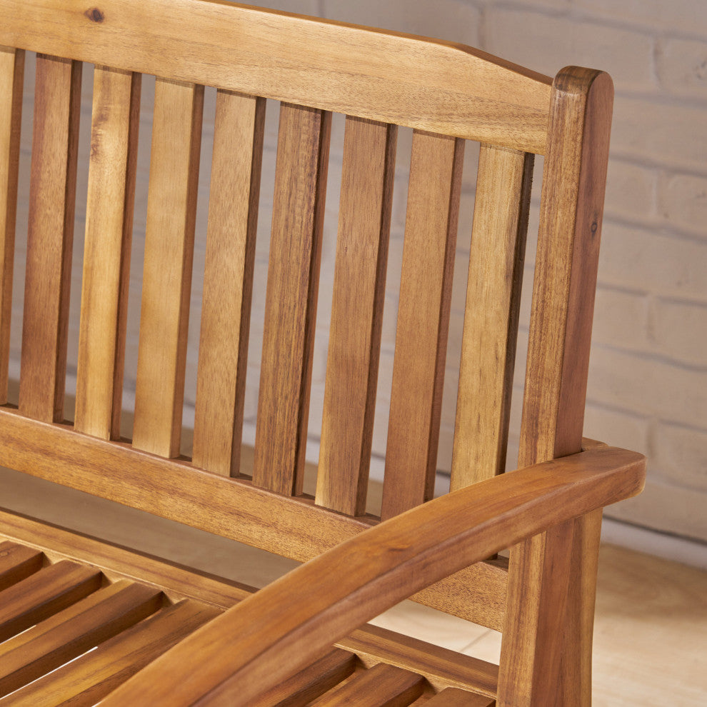 GDF Studio Baxter Rocking Acacia Wood Loveseat, Natural Stain