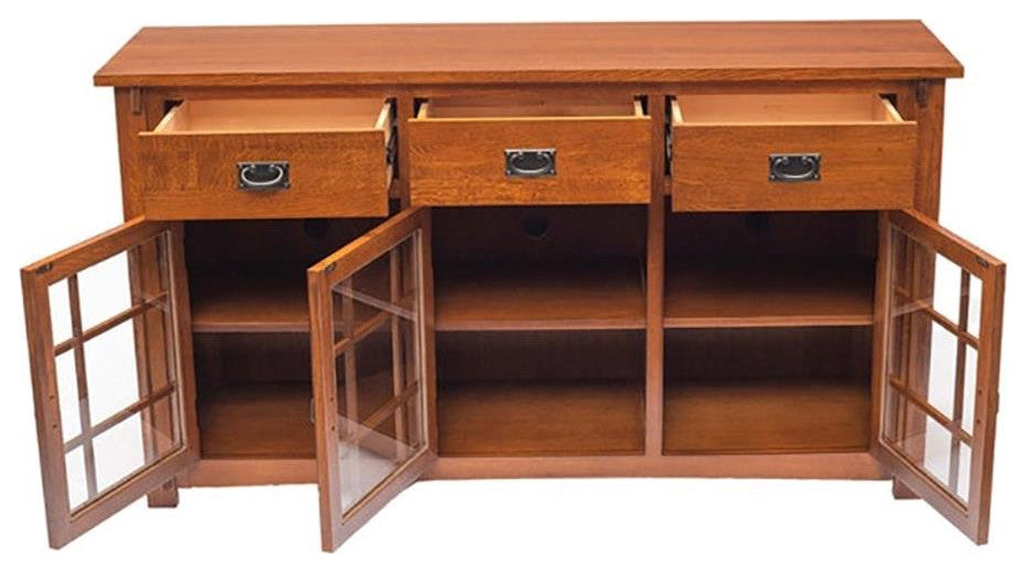 Crafters and Weavers Arts and Crafts Wood Sideboard in Cherry