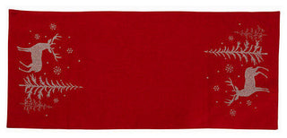 Deer In Snowing Forest Double layer 16 by 36-Inch Christmas Table Runner, Red
