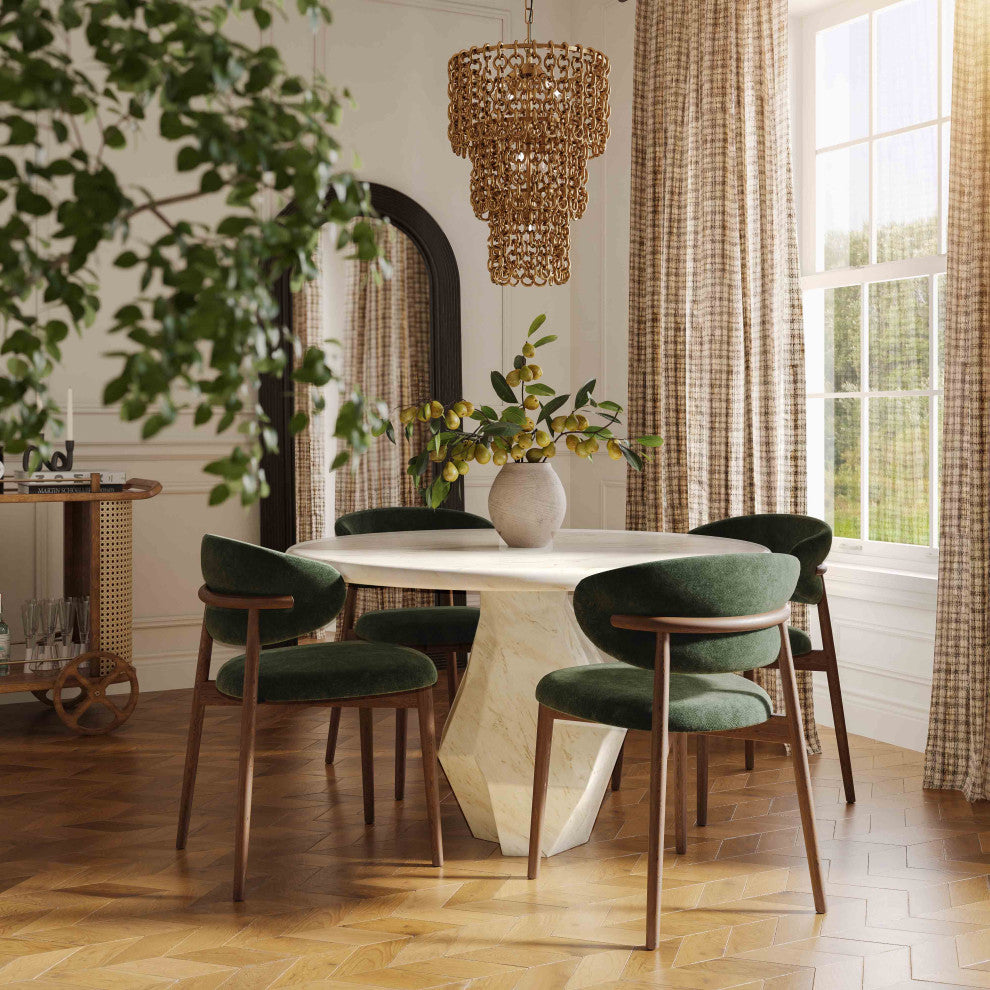 Zinea Performance Textured Velvet Dining Chair, Forest Green