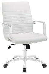 Modern Contemporary Office Chair, White Faux Leather