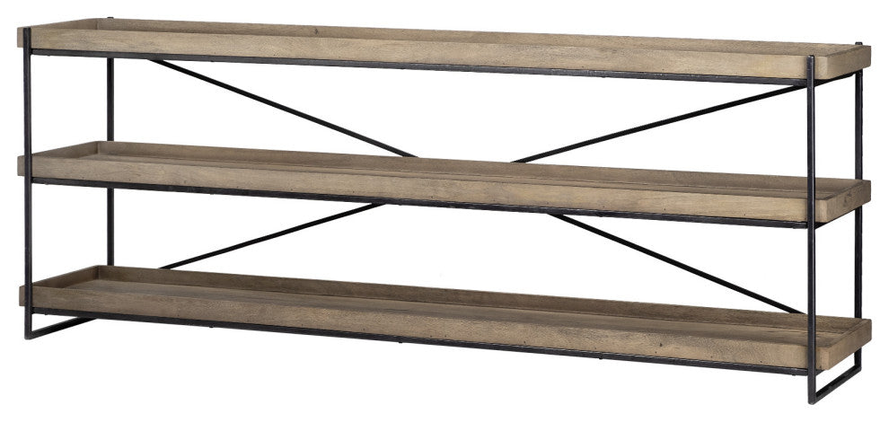 16" Brown Solid Wood 4 Legs Console Table