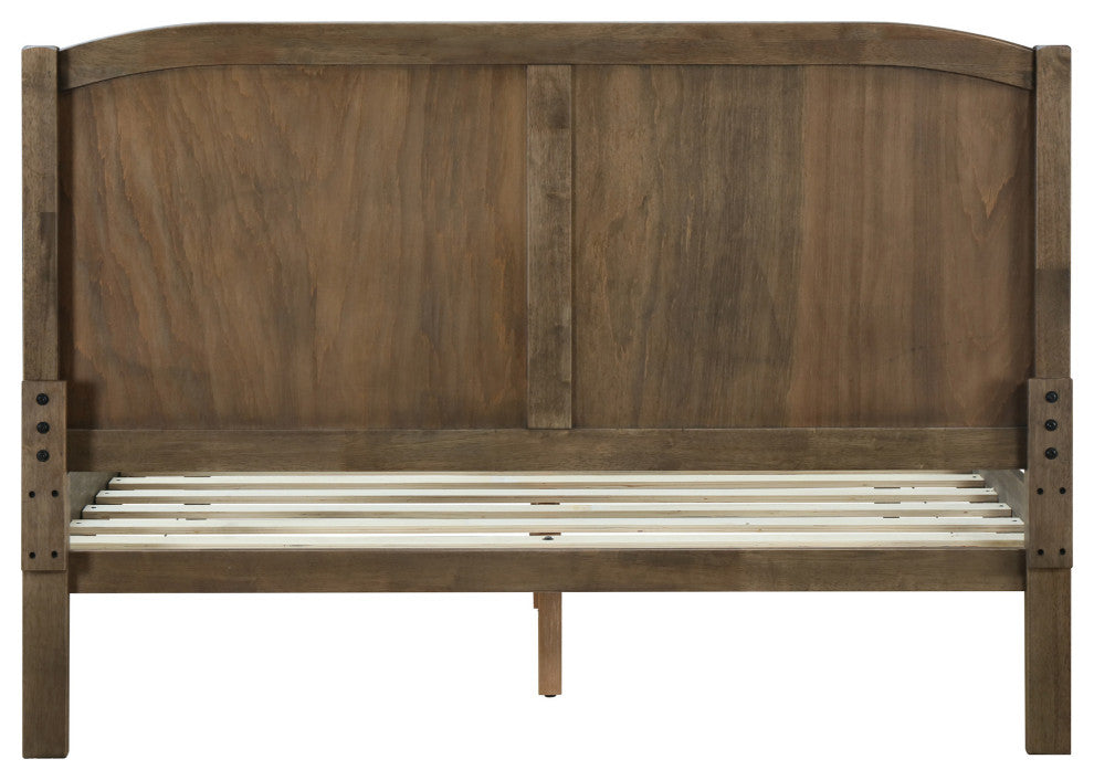 Camille Rustic Wooden Queen Platform Bed, Weathered Oak