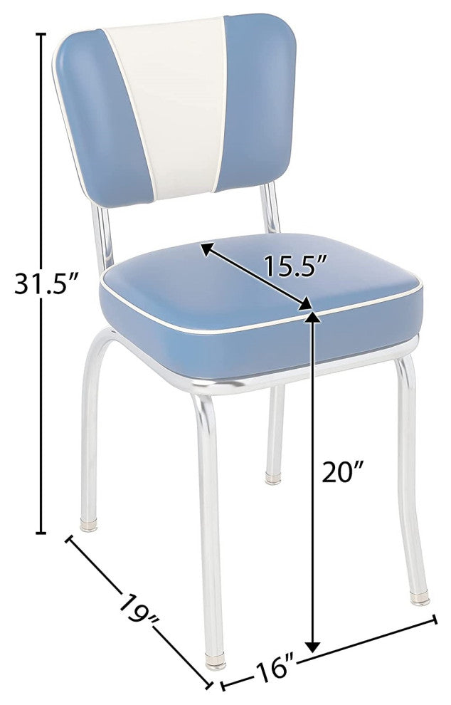 Retro Home Upholstered 'V' Back Dining Chair, Royal Blue, Box Seat