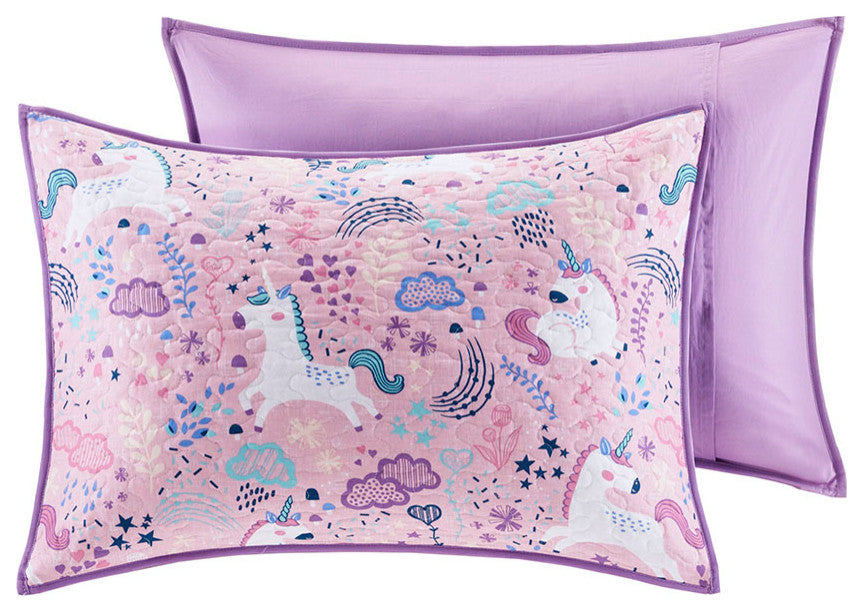 Urban Habitat Kids Lola Unicorn Reversible Cotton Quilt Set With Throw Pillows
