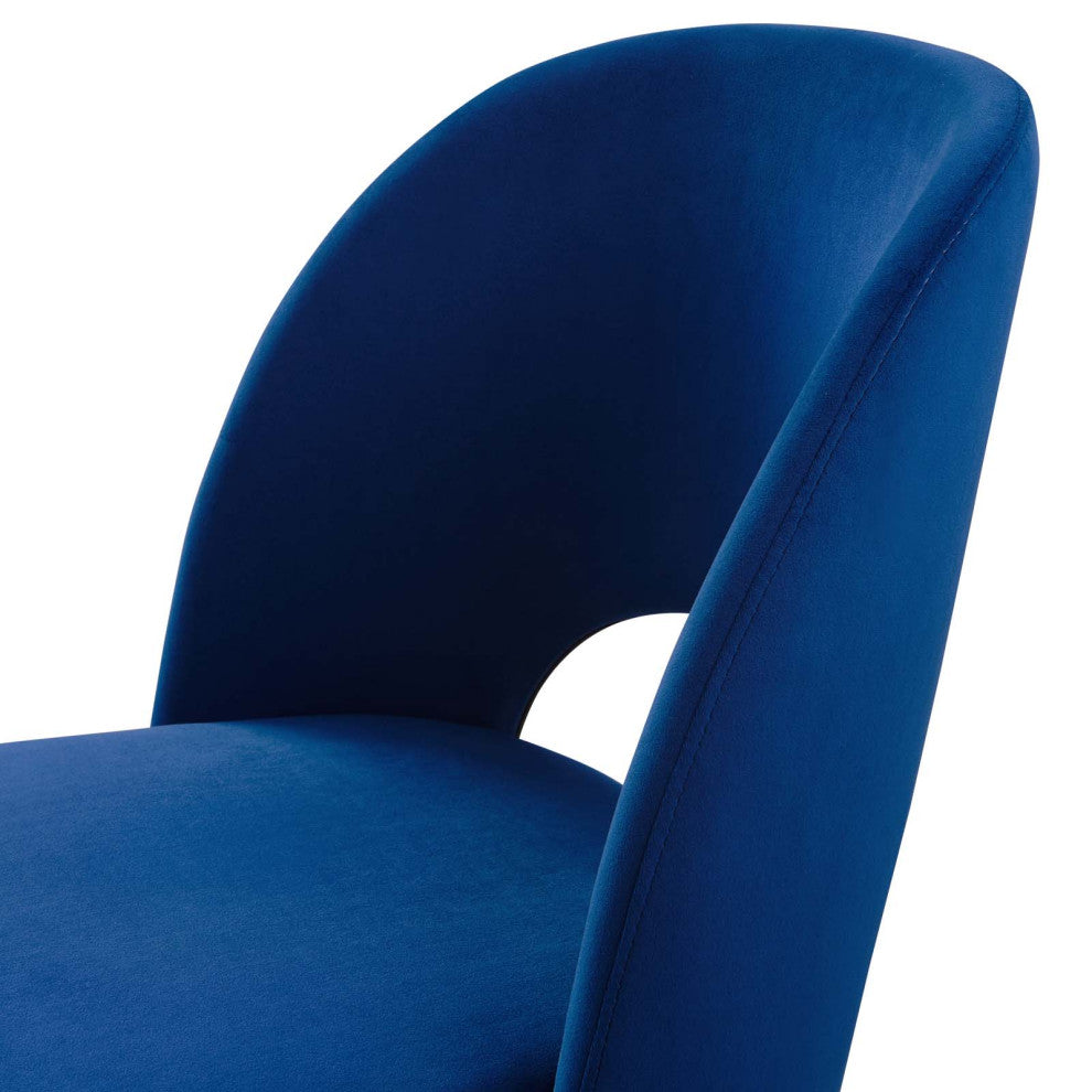 Side Dining Chair, Velvet, Blue Navy, Modern, Cafe Bistro Restaurant Hospitality