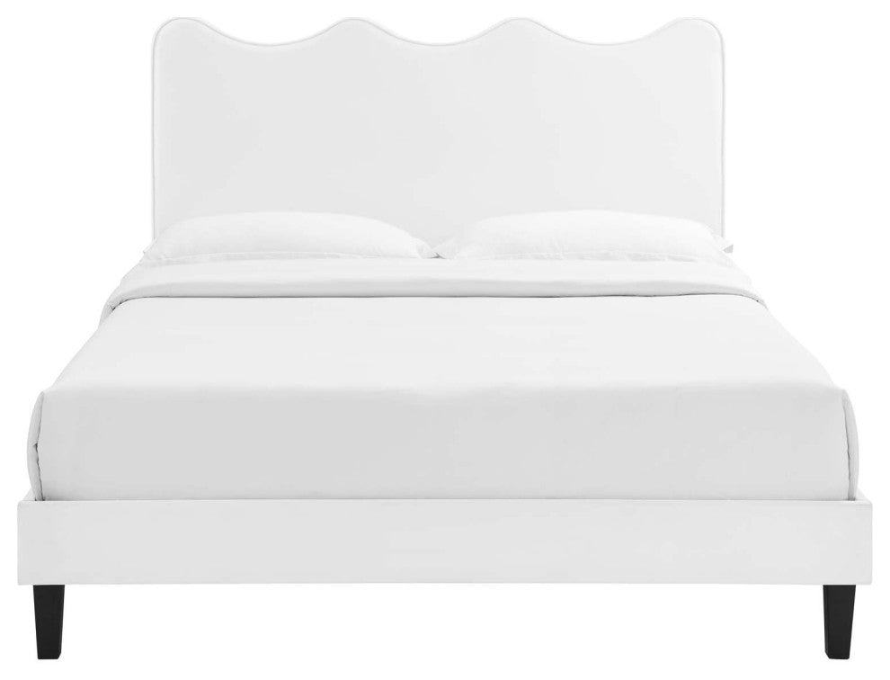 Current Performance Velvet Queen Platform Bed, White