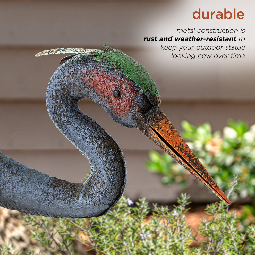 Alpine Crane Stake Statue, 31" Tall