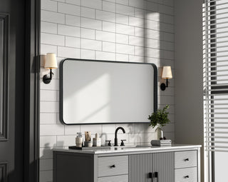 Home Living Contour Metal Rectangle Mirror 22x40, Black