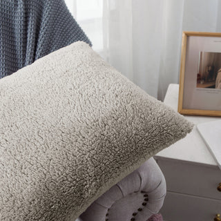 Sherpa Pillow Shell 4 Piece Set, Feathery Grey, 20" X 20"