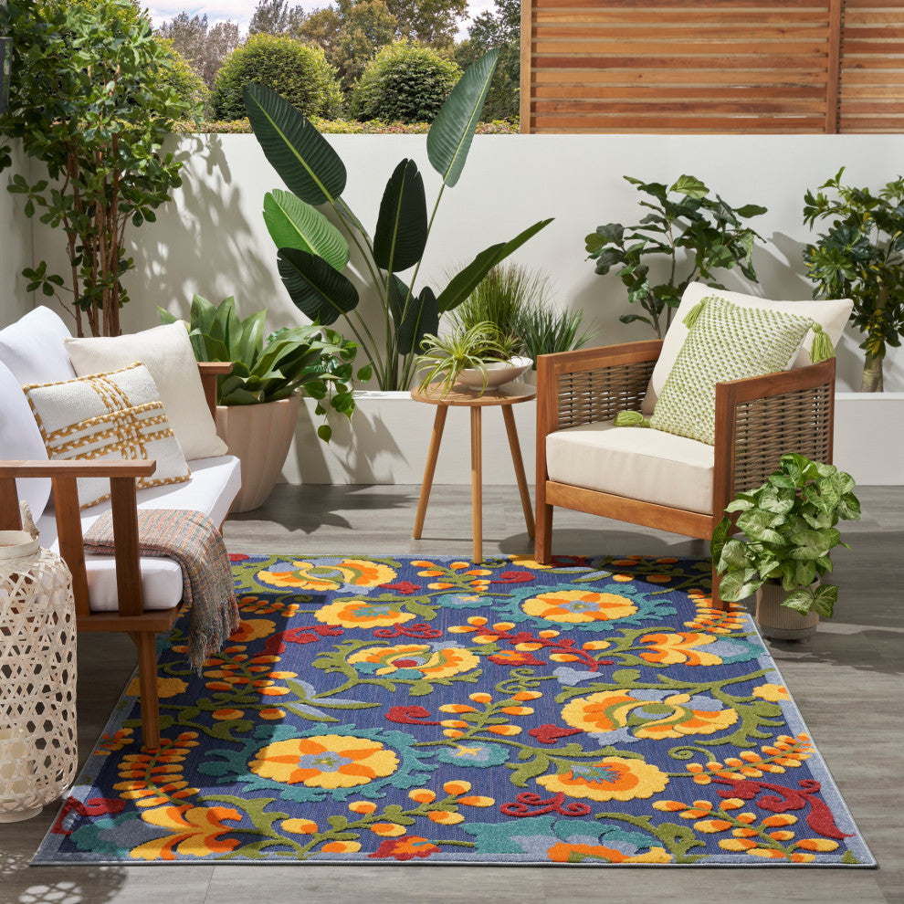 Nourison Aloha 6' x 9' Navy Multicolor Outdoor Area Rug