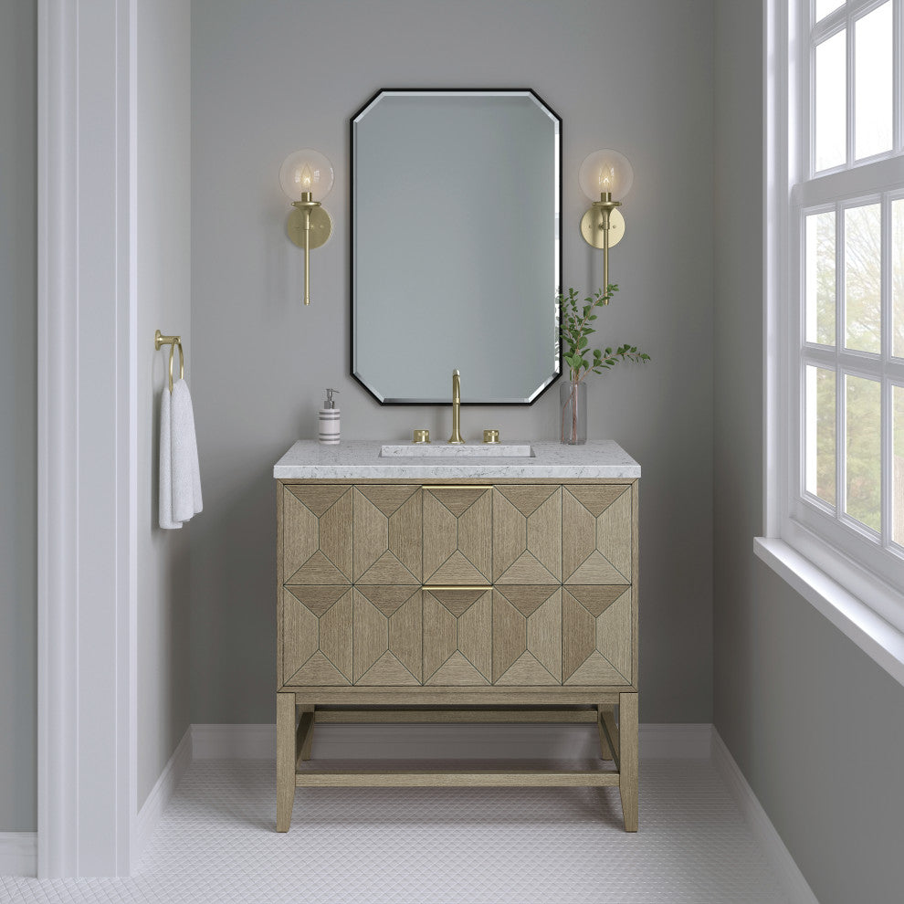 Emmeline 36" Single Vanity, Pebble Oak, Eternal Jasmine Pearl