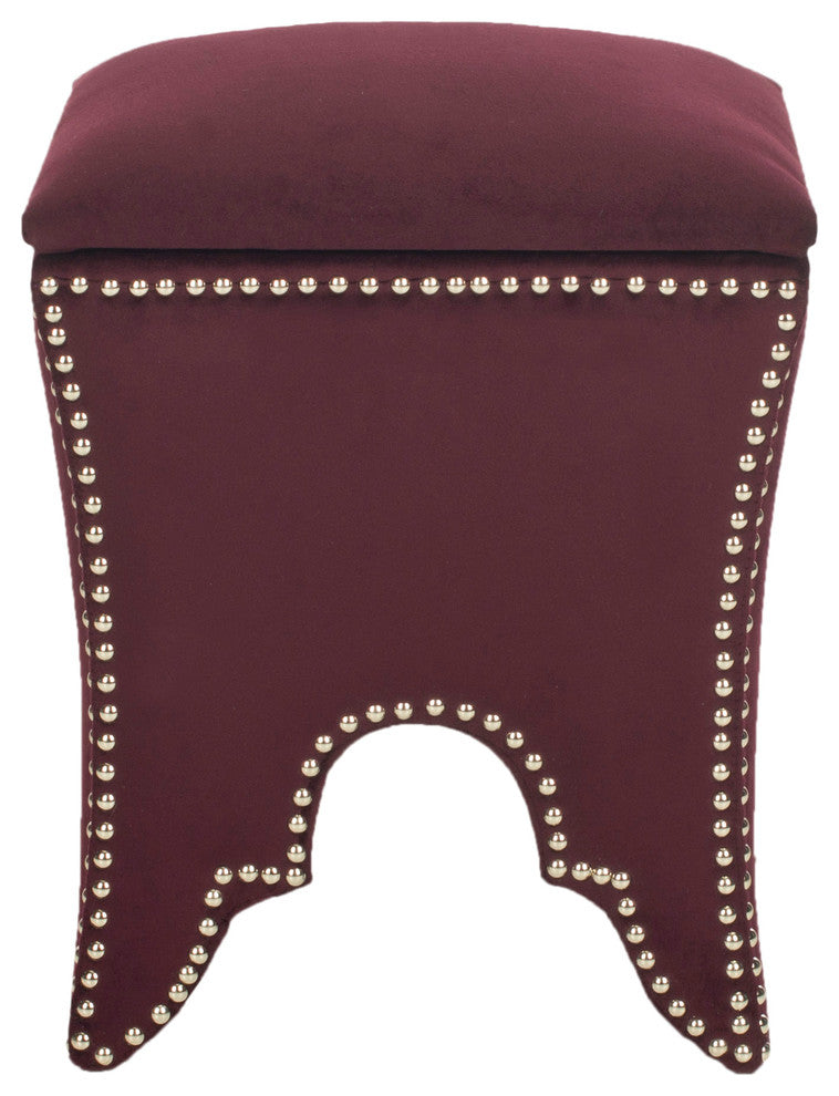 Safavieh Deidra Ottoman, Bordeaux, Silver, Fabric