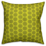 Green Floral Pattern Outdoor Throw Pillow, 20"x20"