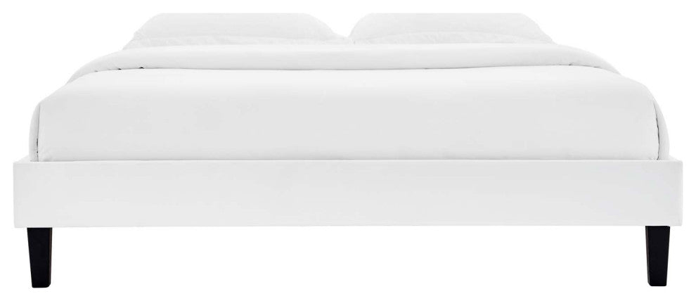 Reign Queen Performance Velvet Platform Bed Frame-White