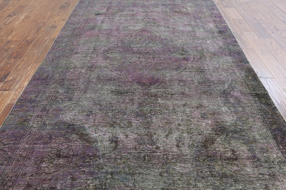 Floral Oriental Overdyed Hand Knotted Area Rug 6'x10', W2073