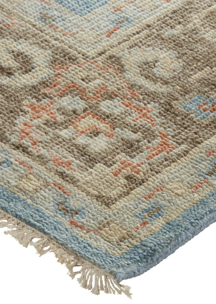 Weave & Wander Bennet Blue/Brown 5'6"x8'6" Hand Knotted Area Rug