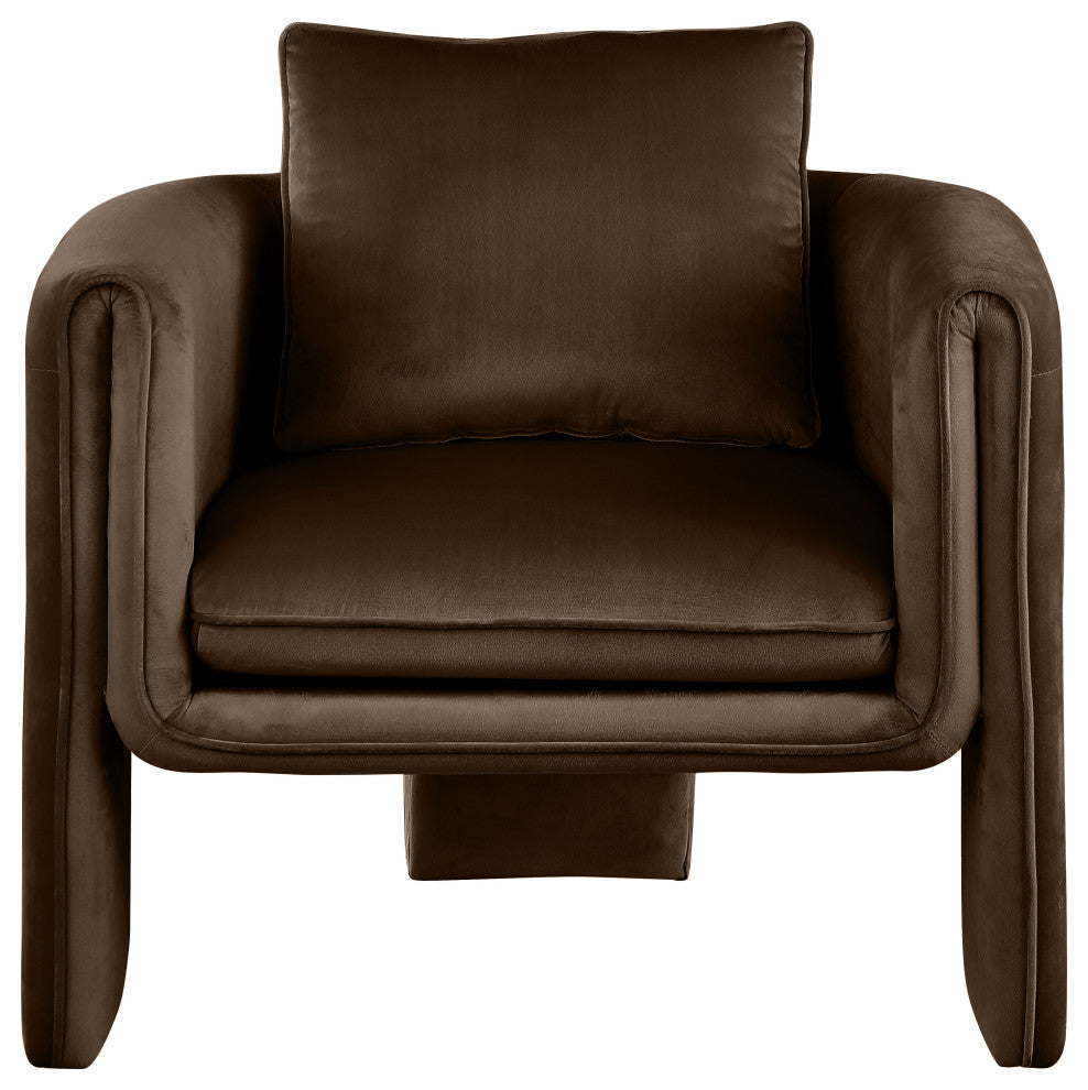 Sloan Velvet Accent Chair, Brown