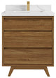 Madison Teak 30 Single Sink Bath Vanity in Dark Natural 2" Calacatta Laza