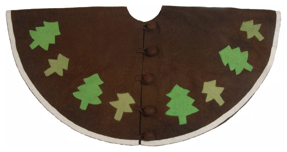 Trees Christmas Tree Skirt in Chocolate and Green