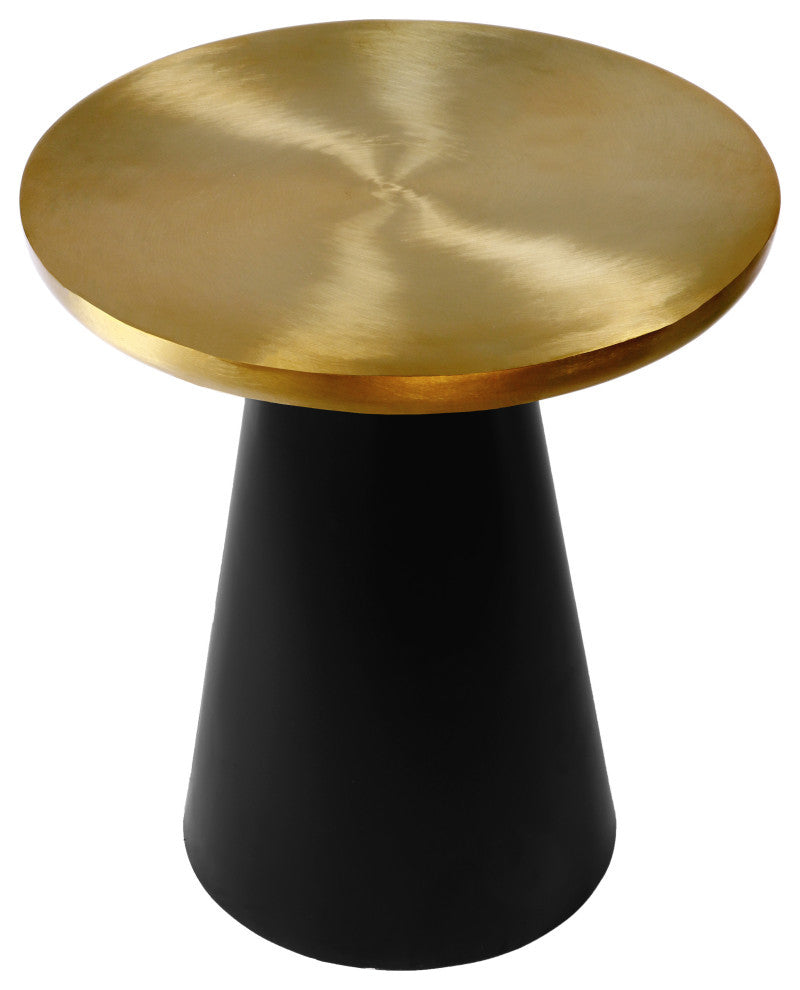Martini End Table, Brushed Gold Top, Matte Black Base