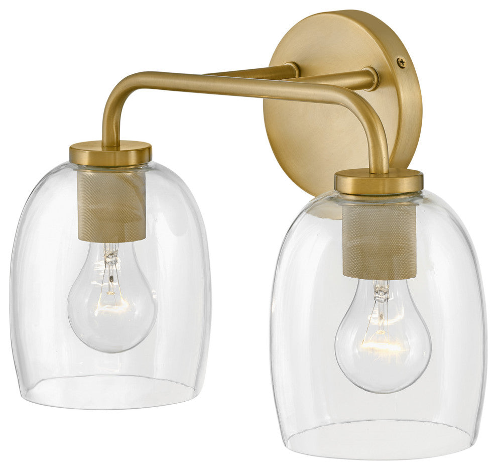 Lark 85012 Percy 2 Light 15"W Bathroom Vanity Light - Lacquered Brass
