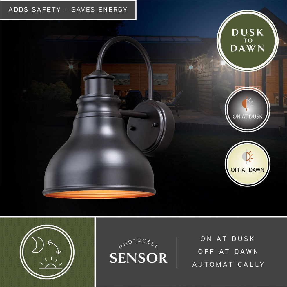 Delano 9" Outdoor Wall Light Oil Burnished Bronze and Light Gold