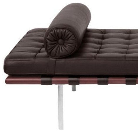 Classic Romano Top Grain Italian Leather Daybed 77", Chocolate Leather/Rosewoo