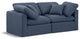 Indulge Upholstered Modular Sofa, Navy, 2-Piece: 2 Corner Chair, Down Stuffed Linen Textured Fabric