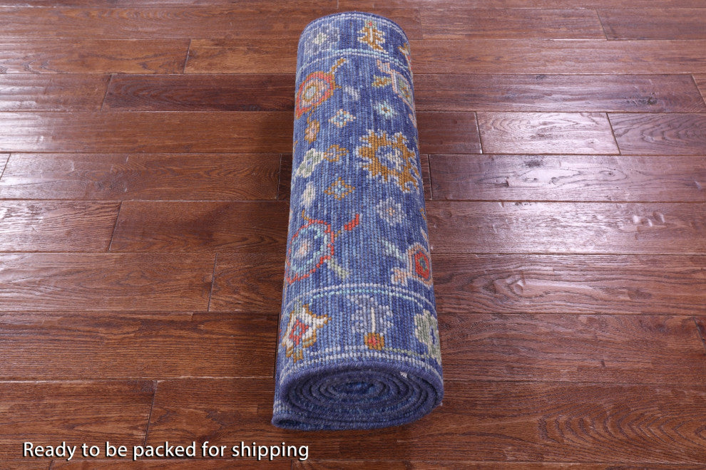 Runner Turkish Oushak Handmade Wool Rug 2' 7" X 12' 4" - Q15498