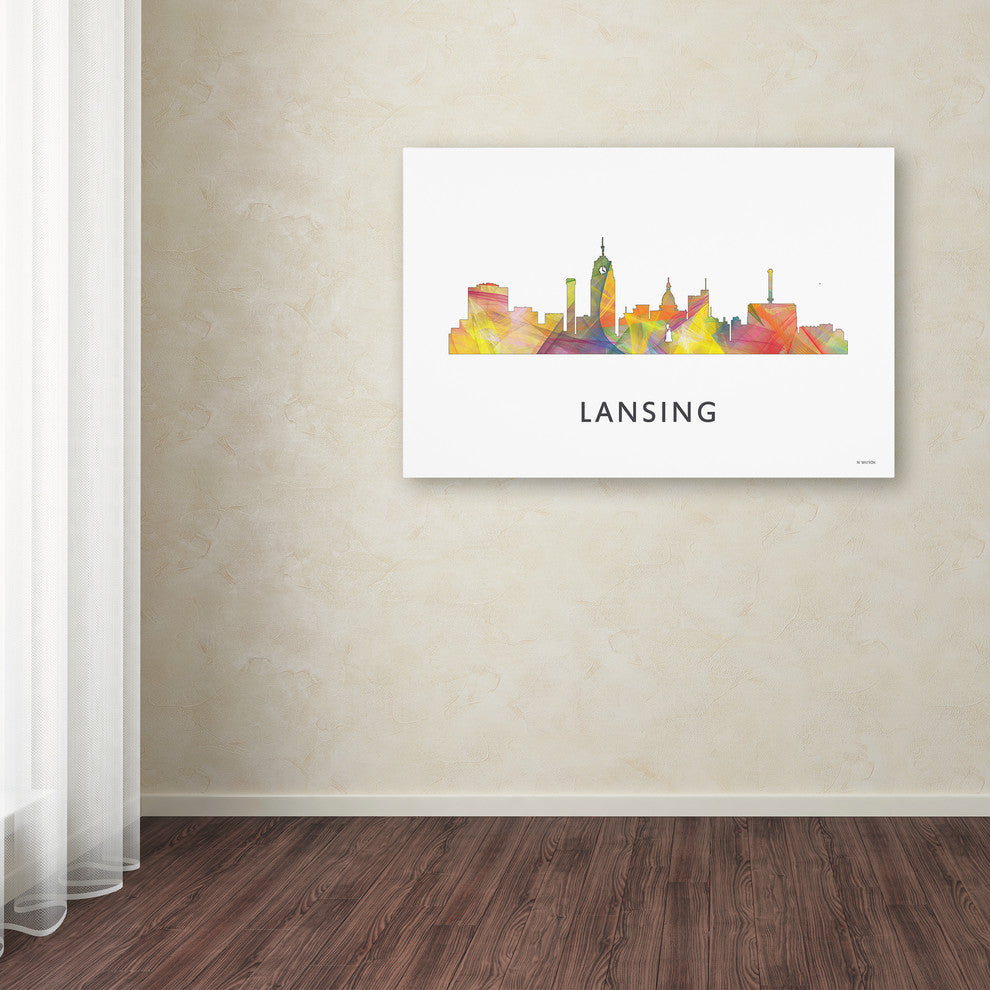 ''Lansing Michigan Skyline Wb-1'' Canvas Art, 32x22